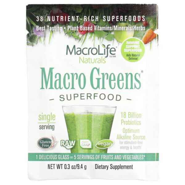 Macrolife Naturals Macro Greens®, Superfood, 9.4 g