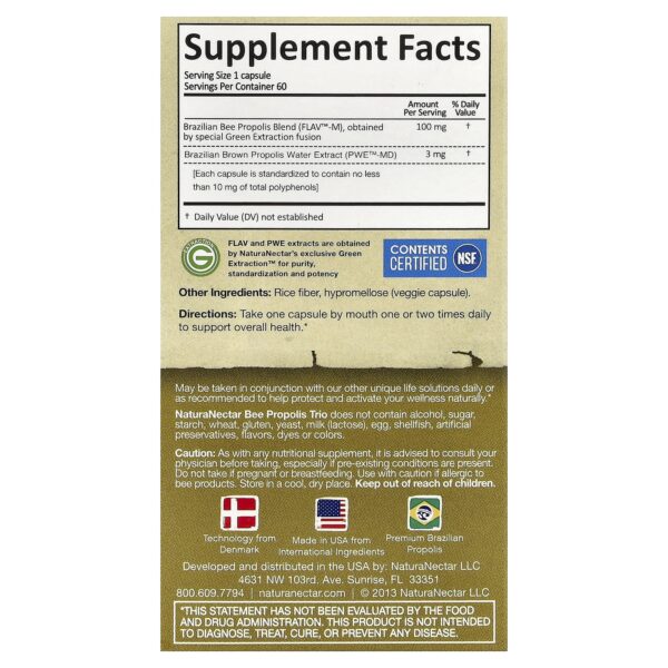 NaturaNectar Trio of bee propolis, 60 vegetable capsules