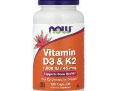 Now Foods Vitamins D3 and K2 45 mcg 1000 IU, 120 vegetarian capsules