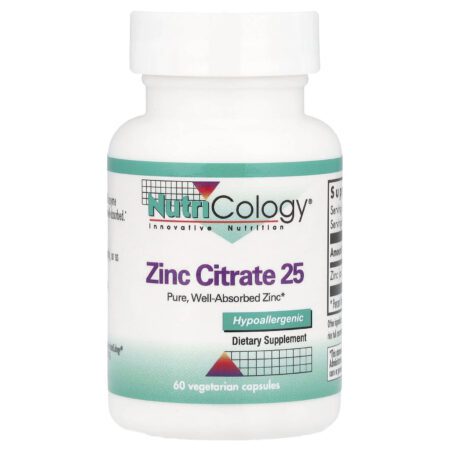 NutriCology Zinc Citrate 25, 60 Vegetarian Capsules