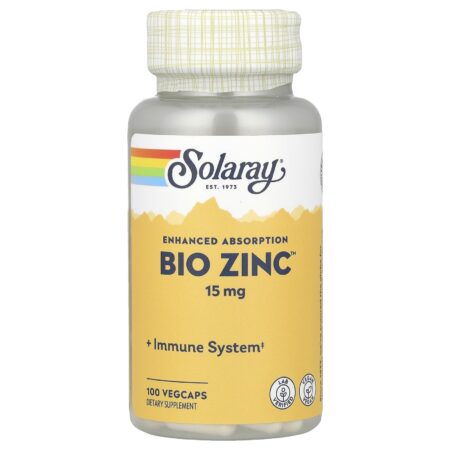 Solaray, Organic Zinc, 15 mg, 100 vegetarian capsules