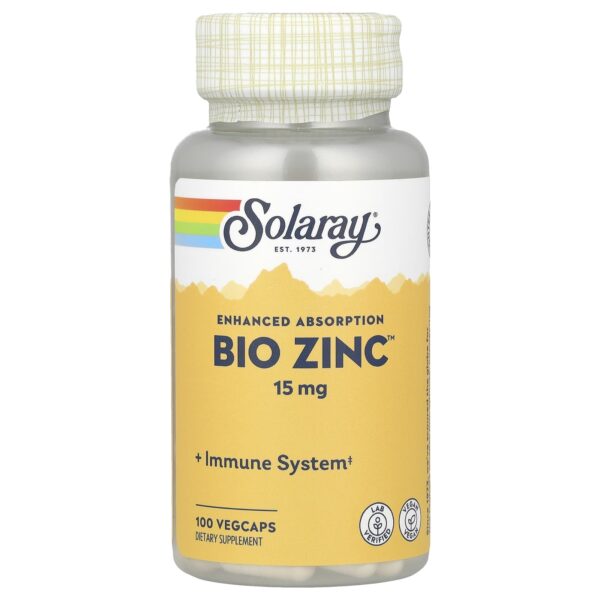 Solaray, Organic Zinc, 15 mg, 100 vegetarian capsules