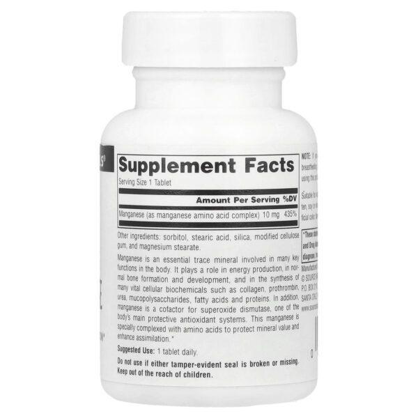 Source Naturals Manganese, 10 mg, 100 tablets