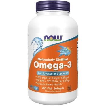 Now Foods Omega-3, 180 mg/120 mg DHA, 200 Fish-Based Capsules