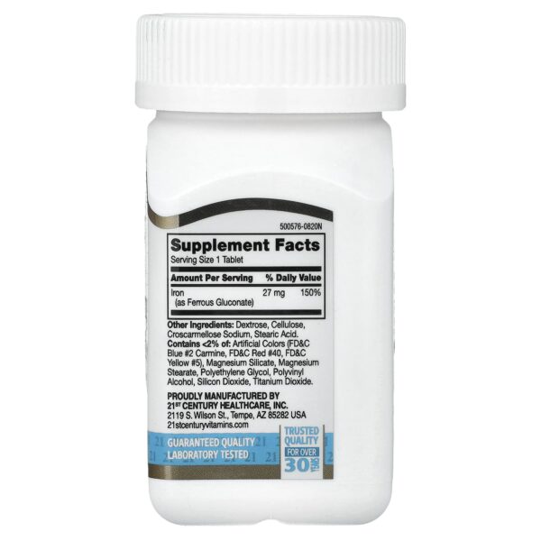 21st Century High Performance Iron 27 mg, 110 easy-to-swallow tablets