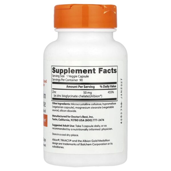 Doctor's BEST Zinc bisglycinate high absorption 50mg/ 90 capsules
