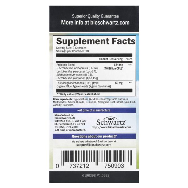 BioSchwartz, Advanced Efficacy Probiotic, 60 capsules