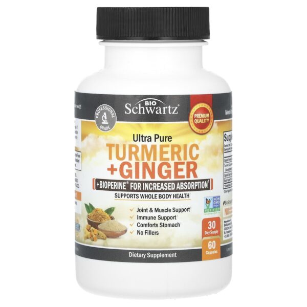 BioSchwartz, Ultra-pure turmeric + ginger + BioPerine for enhanced absorption, 60 capsules