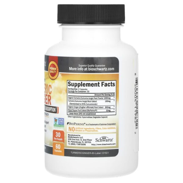 BioSchwartz, Ultra-pure turmeric + ginger + BioPerine for enhanced absorption, 60 capsules