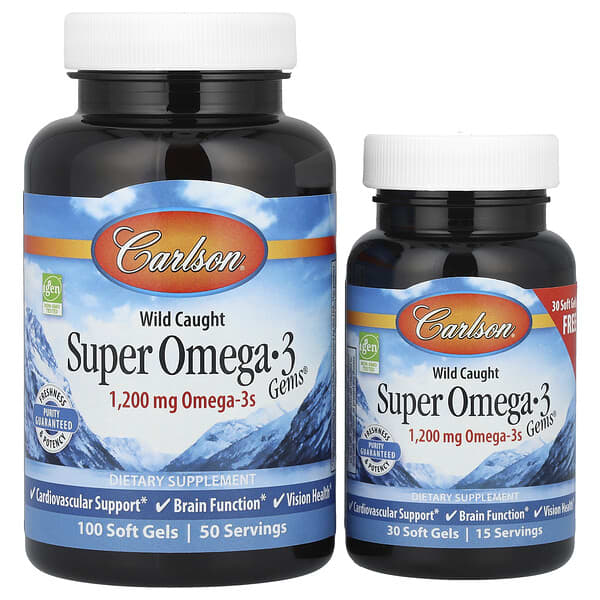 Carlson, Super Omega-3 Gems®, Wild, 100 + 30 Softgels