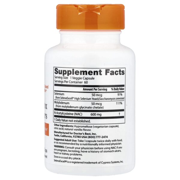 Doctor's BEST NAC Detox Regulators, 60 vegetarian capsules