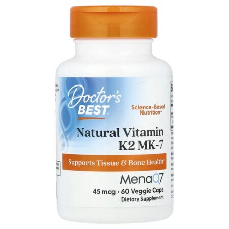 Doctor's BEST Natural Vitamin K2 MK-7 with MenaQ7, 45 µg, Bone Health 60 Capsules
