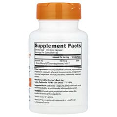 Doctor's BEST Natural Vitamin K2 MK-7 with MenaQ7, 45 µg, Bone Health 60 Capsules