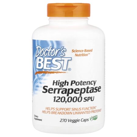 Doctor's Best, High-Efficiency Serrapeptase, 120,000 SPU, 270 Vegetable Capsules