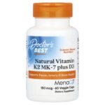 Doctor's Best, Natural Vitamin K2 MK-7 with Vitamin D3, 180 µg, 60 Vegetable Capsules