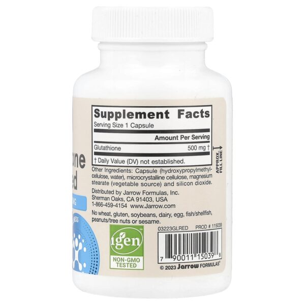 Jarrow Formulas Glutathione (Reduced), 500 mg, 60 Veggie Capsules (Antioxidant)