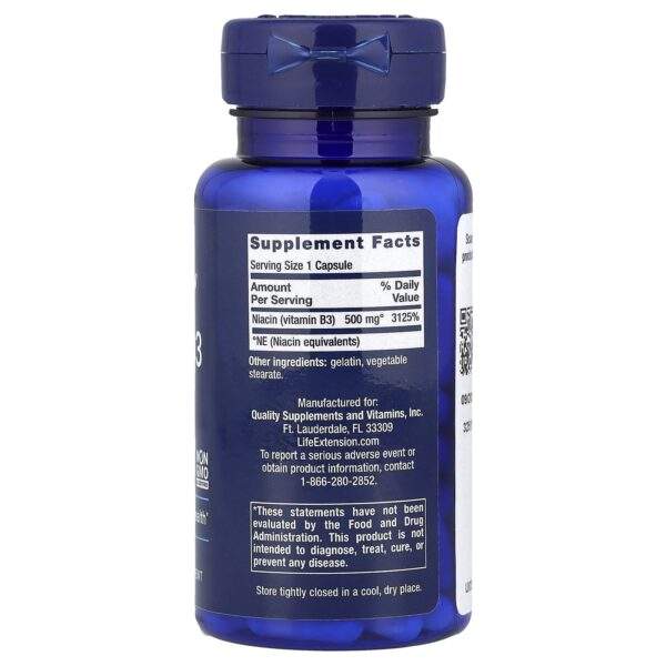Life Extension Vitamin B3 Niacin, 500 mg, 100 capsules