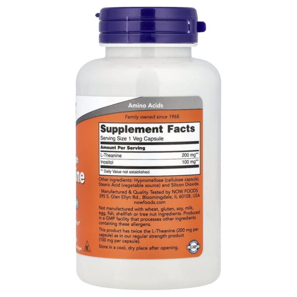 NOW Foods, L-Theanine, 120 Vegetable Capsules