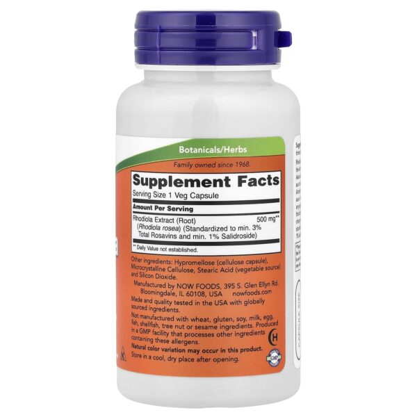 NOW Foods, Rhodiola, 500 mg, 60 Vegetarian Capsules