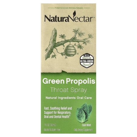 NaturaNectar Green Propolis Throat Spray, 2 years and over, Fresh Mint, 30 ml