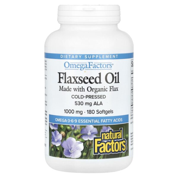 Natural Factors Flaxseed Oil - Flaxseed Oil - 1000 mg, 180 Softgels