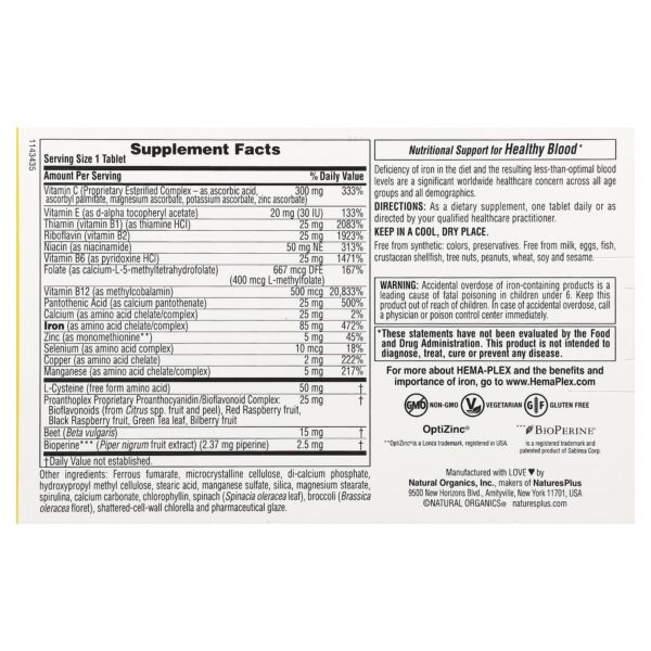 NaturesPlus Hema-Plex, 10 slow-release tablets