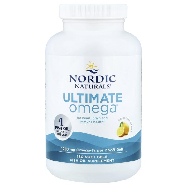 Nordic Naturals Ultimate Omega, Lemon, 1280 mg, 180 softgels