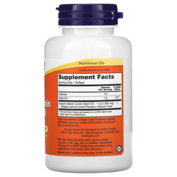 Now Foods Black Cumin Seed Oil, 1000 mg, Cardiovascular Support