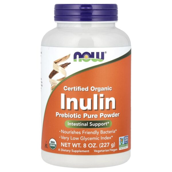 Now Foods Certified Organic Inulin, Pure Probiotic Powder, 227 g