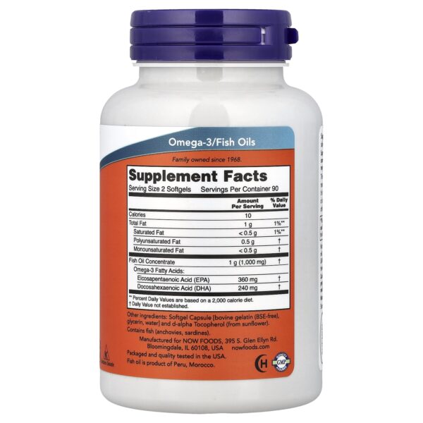 Now Foods Omega 3 1000mg Mini Gel 180 EPA 120 DHA 180 Softgels