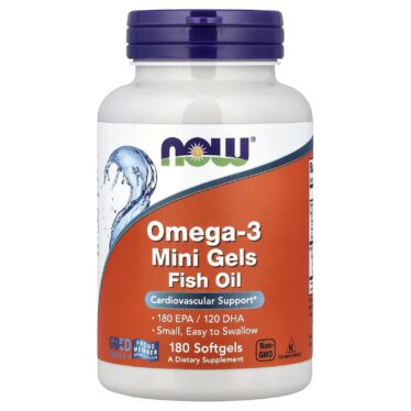 Now Foods Omega 3 1000mg Mini Gel 180 EPA 120 DHA 180 Softgels