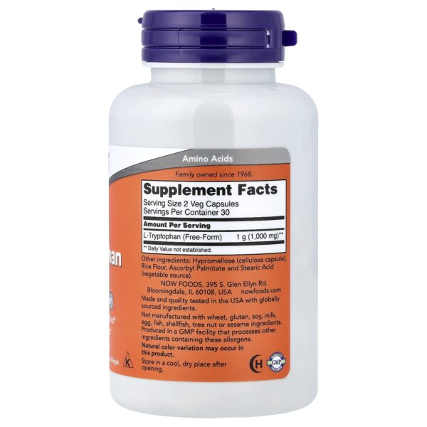 Now Foods Tryptophan, 500 mg - 60 Vegetarian Capsules