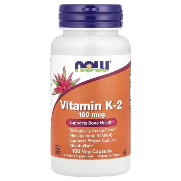 Now Foods Vitamin K-2 100 mcg 100 vegetable capsules