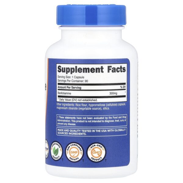 Nutricost Benfotiamine, Fat-soluble Vitamin B1, 300 mg, 90 capsules