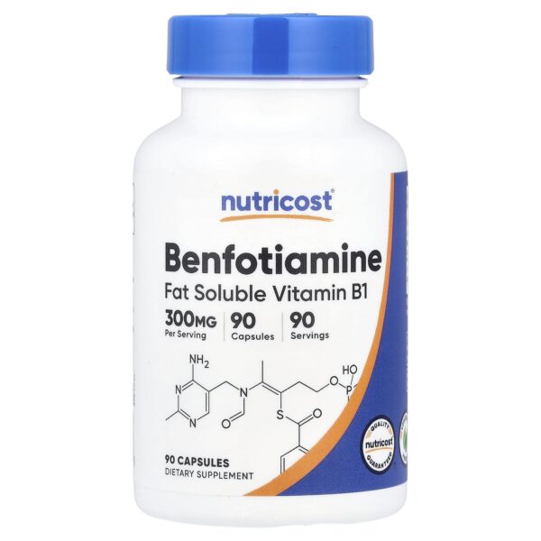 Nutricost Benfotiamine, Fat-soluble Vitamin B1, 300 mg, 90 capsules