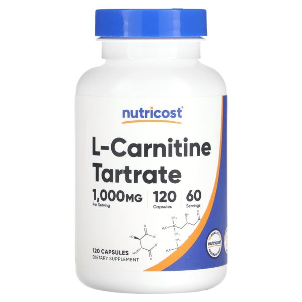 Nutricost, L-carnitine tartrate, 120 capsules (500 mg each)
