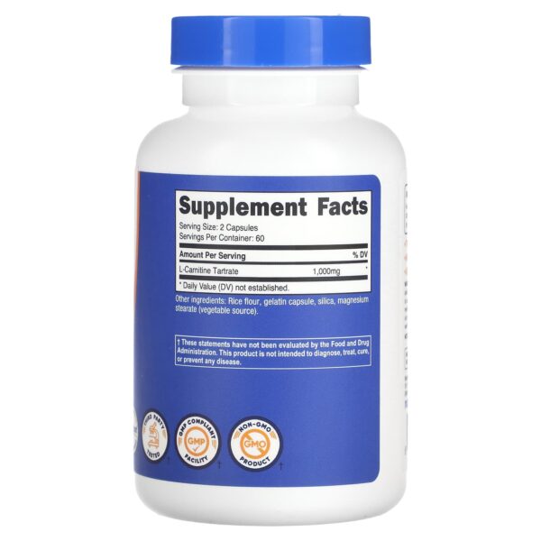 Nutricost, L-carnitine tartrate, 120 capsules (500 mg each)