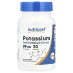 Nutricost Potassium, 99 mg, 30 capsules