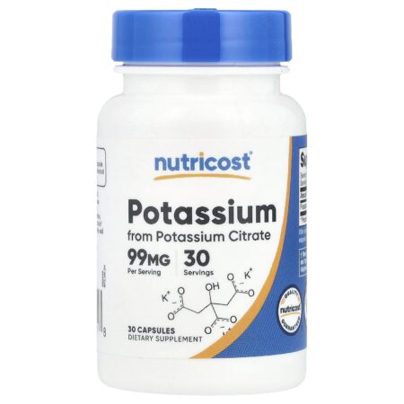 Nutricost Potassium, 99 mg, 30 capsules