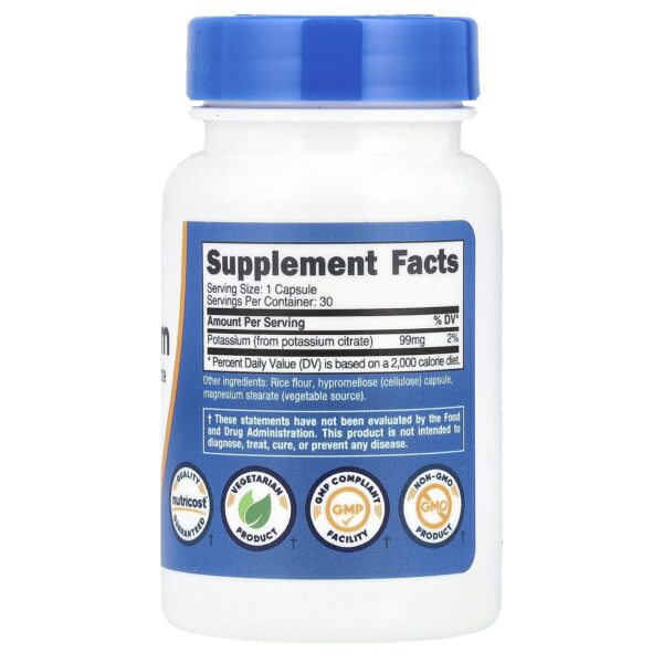 Nutricost Potassium, 99 mg, 30 capsules