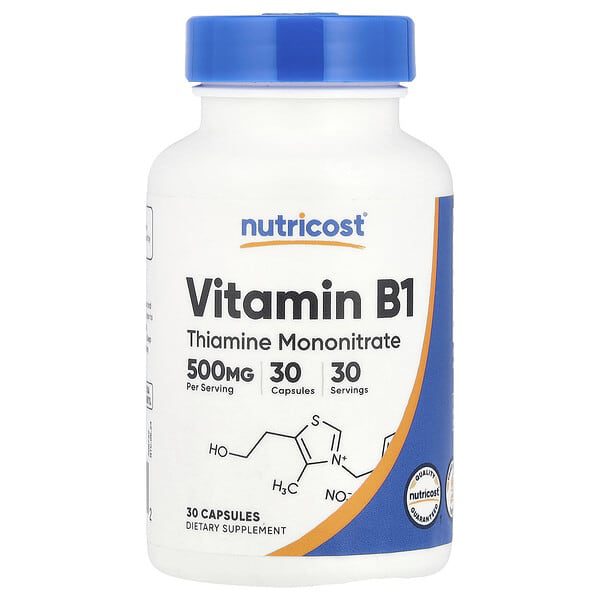 Nutricost Vitamin B1, 500 mg, 30 capsules