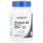 Nutricost Vitamin B2, 100 mg, 30 capsules