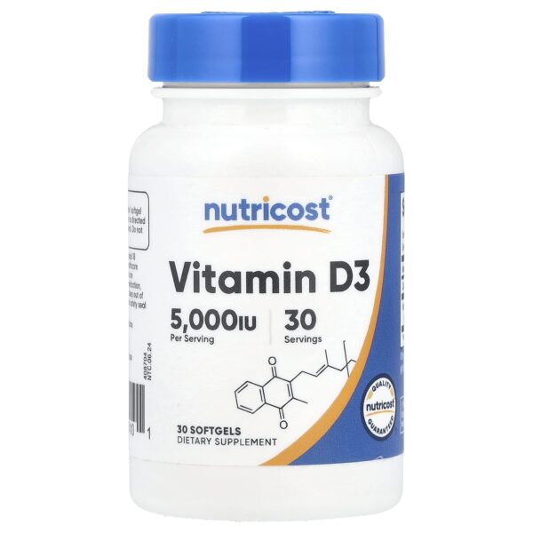 Nutricost Vitamin D3, 125 mcg (5000 IU)