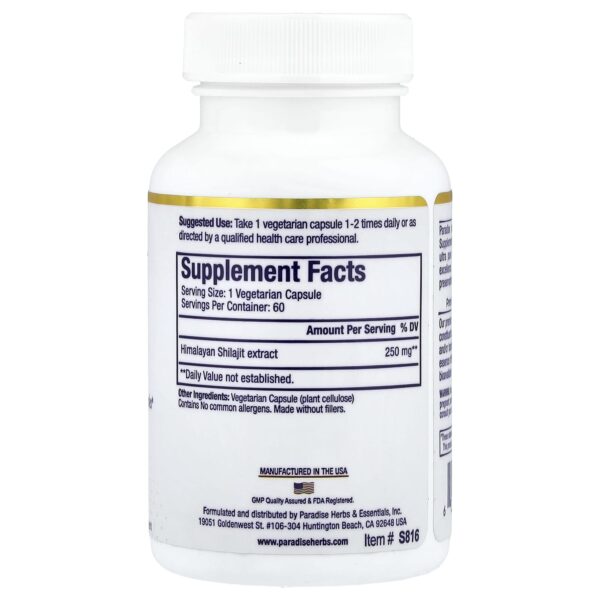 Paradise Herbs Himalayan Shilajit Extract, 60 Vegetarian Capsules