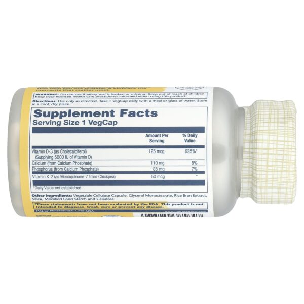 Solaray Vitamin D3 + K2, 60 vegetable capsules