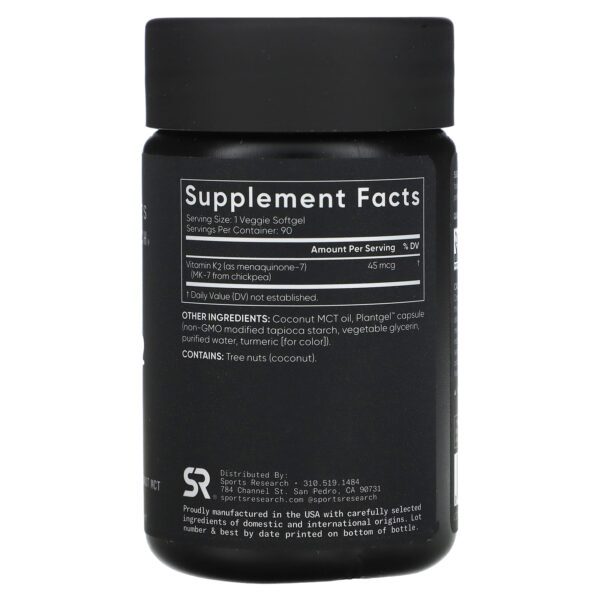 Sports Research Vitamin K2, 45 MCG 90 Vegetarian Softgels