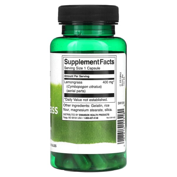 Swanson Full Spectrum Lemongrass, 400 mg, 60 capsules