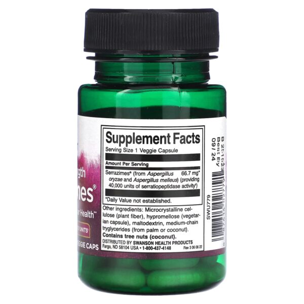 Swanson Serrazimes High Efficacy, 34 mg, 60 Vegetarian Capsules