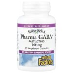 Natural Factors Stress-Relax, Pharma GABA, 100 mg, 60 Chewable Tablets
