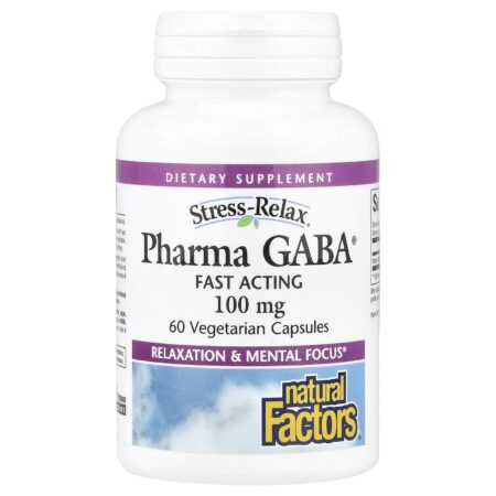 Natural Factors Stress-Relax, Pharma GABA, 100 mg, 60 Chewable Tablets
